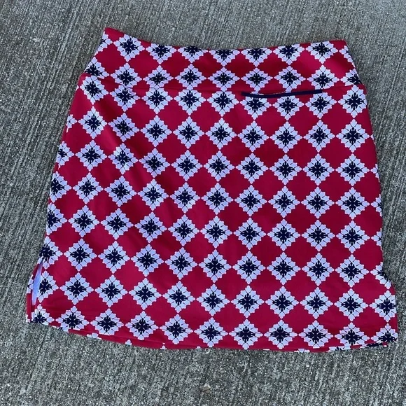 GOLFTINI Serendipity Golf Performance Skort Grosgrain Pocket Trim Large Red - Picture 4 of 5